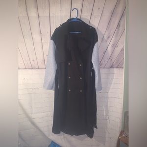 Colorblock drop shoulder double breasted belted trench coat size Large
